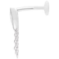 Silbernes Linda Push Fit Labret, 5 mm Silbernes Labret mit Push Fit und 5 mm Platte auf weißem Hintergrund