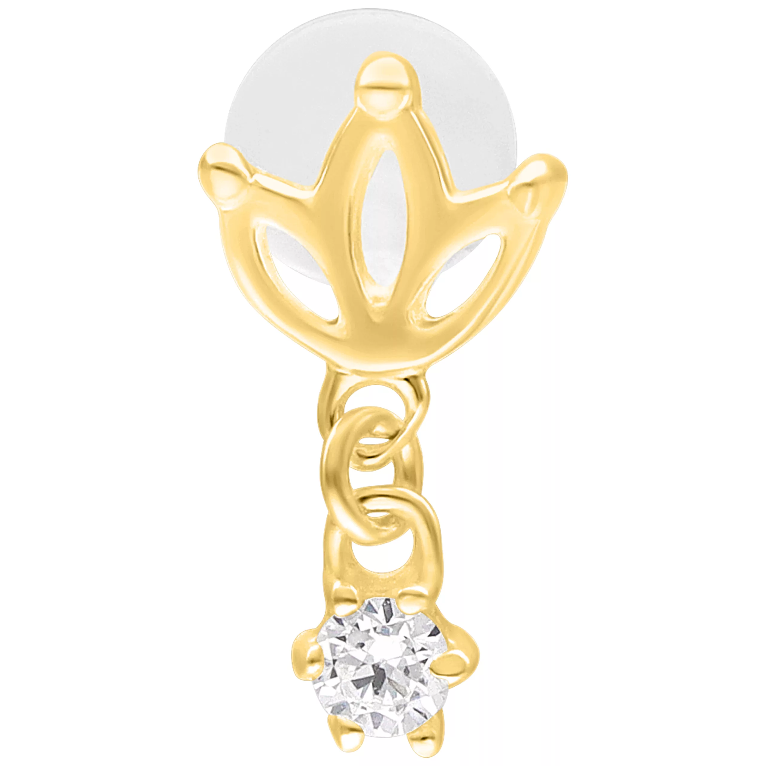 Goldenes Labret mit Lotus-Design und 5,0 mm Plattengröße auf weißem Hintergrund