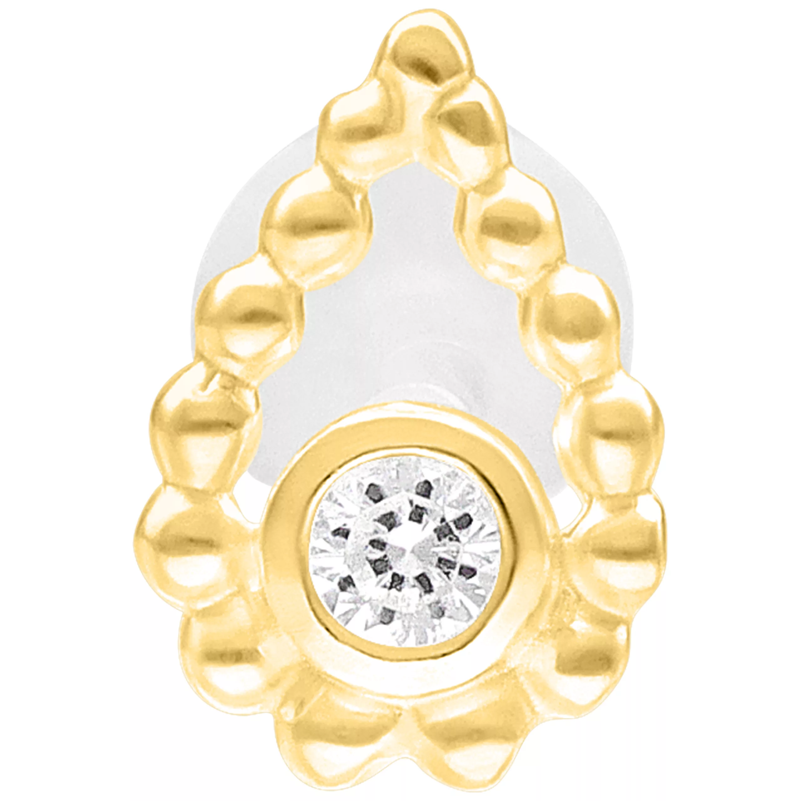 Goldenes Labret mit Perlenoptik, 5,0 mm, vor weißem Hintergrund