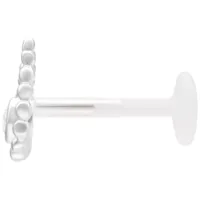 Silberfarbener Push Fit Labret mit 5,0 mm Durchmesser auf weißem Hintergrund