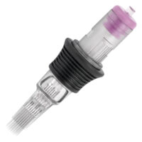 Magnum Curved Cartridges 20 Stk Tattoo Nadeln Tattoo Nadelmodul mit schwarzem Griff und durchsichtigem Gehäuse auf weißem Hintergrund