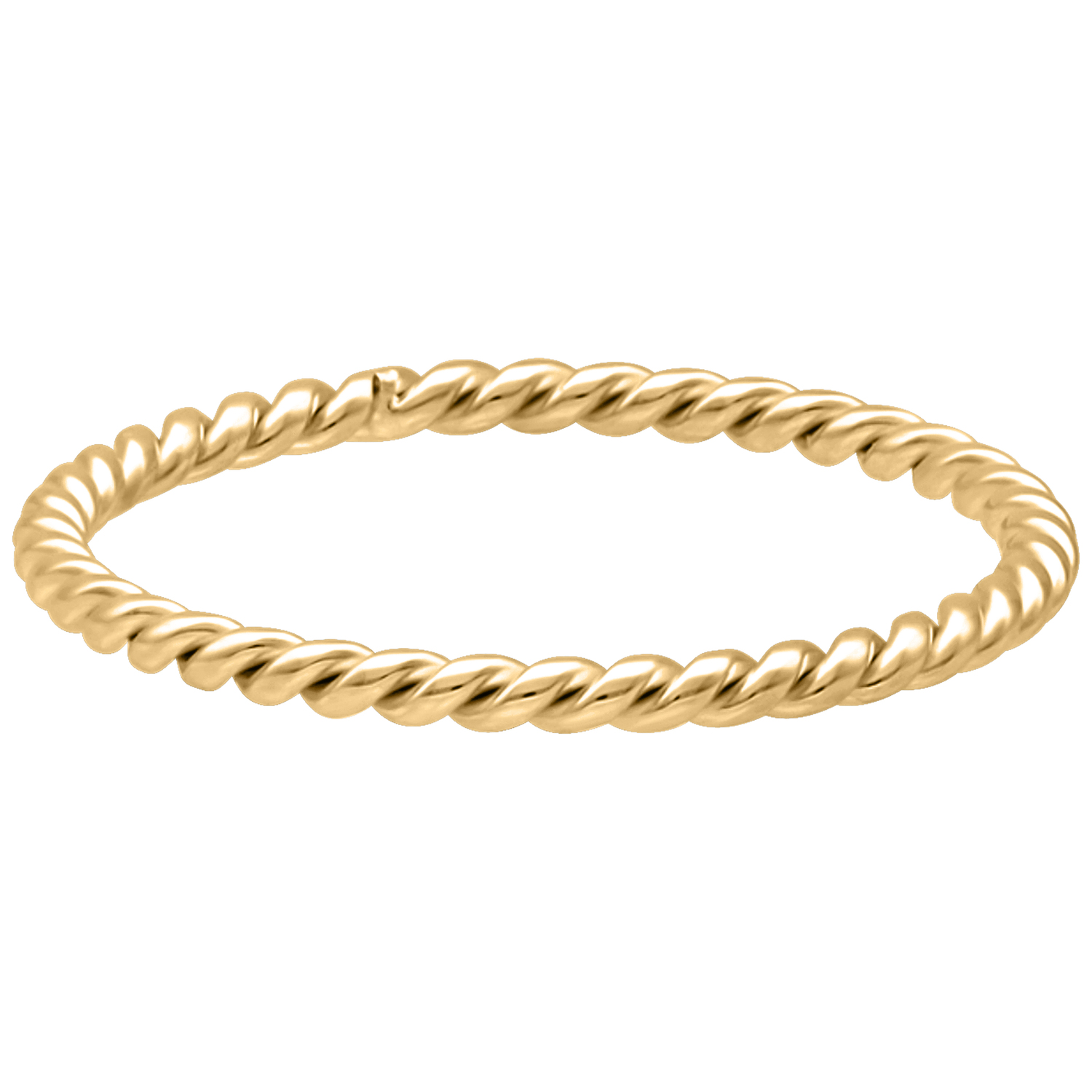 Goldener, gedrehter Ring aus Chirurgenstahl 316L auf weißem Hintergrund