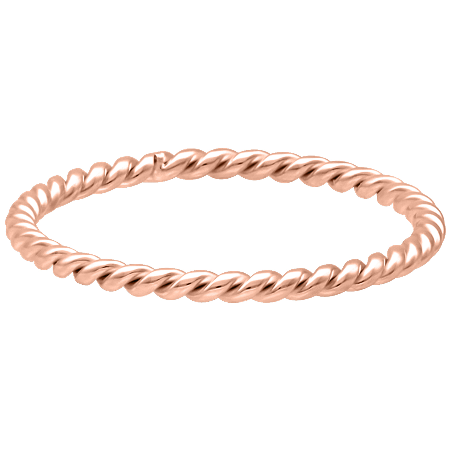 Roségoldener gedrehter Ring aus Chirurgenstahl auf weißem Hintergrund