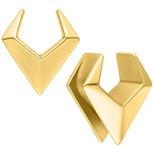 Paar goldene Ear Saddles Arrow in 6,0 mm Größe auf weißem Hintergrund