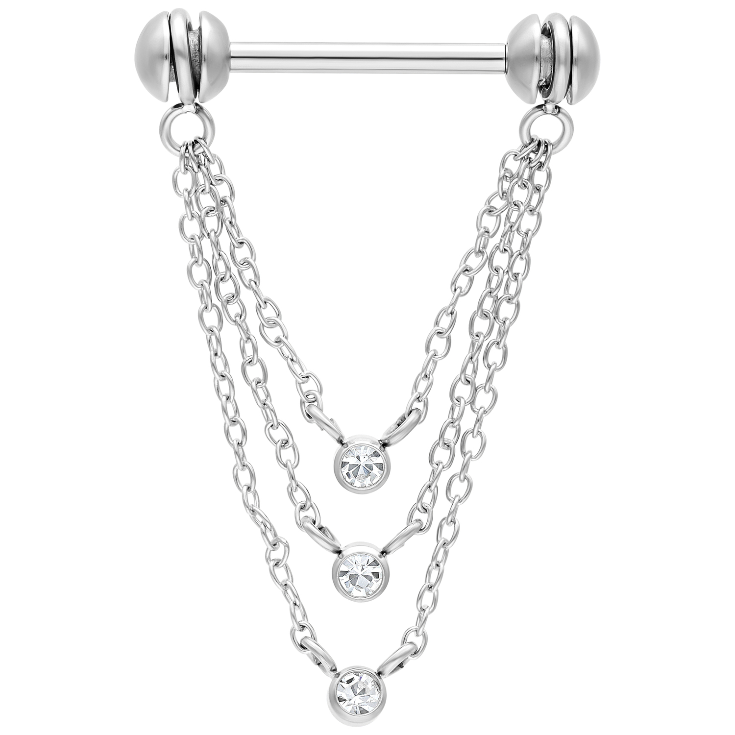 Rotating Three Crystals Nipple Chain - The Wildcat Collection