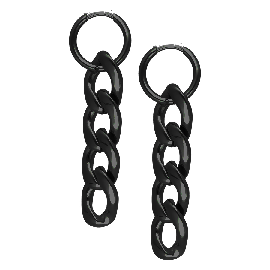 Schwarze Little Chunky Hoops aus Chirurgenstahl 316L auf weißem Hintergrund