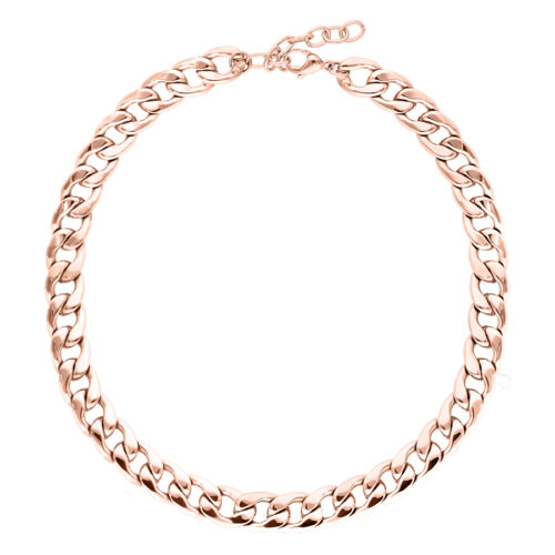 Roségoldene Chunky Kette aus Chirurgenstahl 316L auf weißem Hintergrund