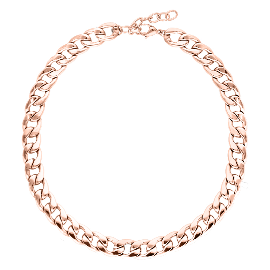 Roségoldene Chunky Kette aus Chirurgenstahl 316L auf weißem Hintergrund