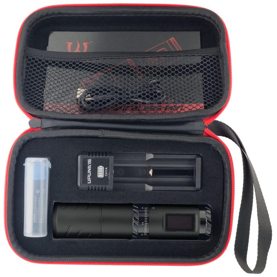 Schwarze EP101 Wireless Pen Machine im offenen Koffer mit Ladegerät und Zubehör