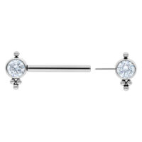 Silberner Barbell aus Titan mit kristallklaren Steinen, Länge 12 mm