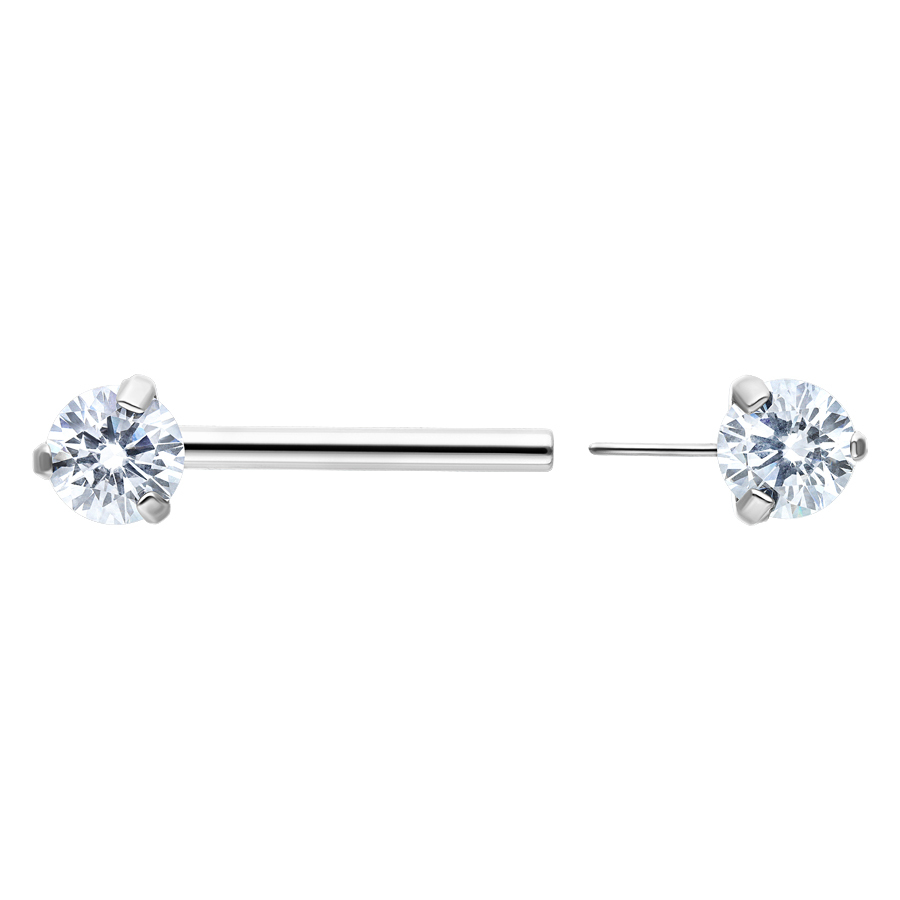 Silberner Candy Barbell, Titan, 12 mm Länge, klarer Kristall