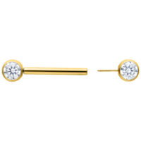 Muse Barbell Weiß Gold 12mm Kristallklar Goldenes Muse Barbell mit kristallklarem Kristall, 12mm Länge auf weißem Hintergrund