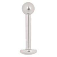 Weißgoldenes Titan Labret Piercing mit Kugel auf weißem Hintergrund