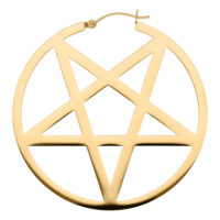 Goldene Pentagramm Ohrringe aus Edelstahl auf weißem Hintergrund