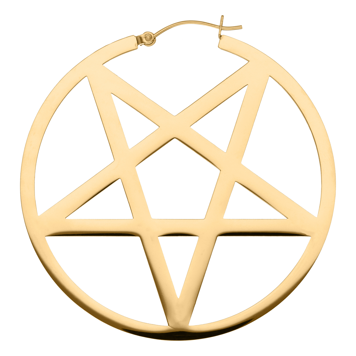 Goldene Pentagramm Ohrringe aus Edelstahl auf weißem Hintergrund