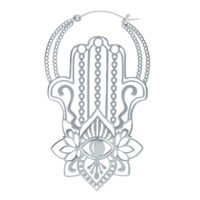 Silberne Khamsa Hoops mit filigranem Hamsa-Design und Klappverschluss