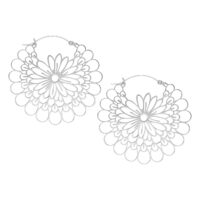 Daisy Hoops in Silber, Chirurgenstahl, Hochglanz Silberne Daisy Hoops Ohrringe aus Chirurgenstahl auf weißem Hintergrund