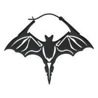 Schwarze Bat Hoops aus Chirurgenstahl Schwarze, hochglanzpolierte Bat Hoops Ohrringe aus Chirurgenstahl auf weißem Hintergrund