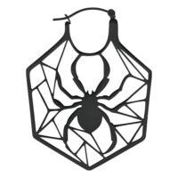 Schwarze Edelstahl-Ohrringe im Spinnennetz-Design auf weißem Hintergrund