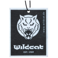 Rechteckiger Wildcat Autoduft mit schwarzem Wildkatzen-Logo auf weißem Hintergrund