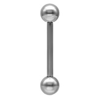 Silber Titan Barbell Piercing 1,2 mm Silbernes Titan Barbell Piercing mit Außengewinde auf weißem Hintergrund
