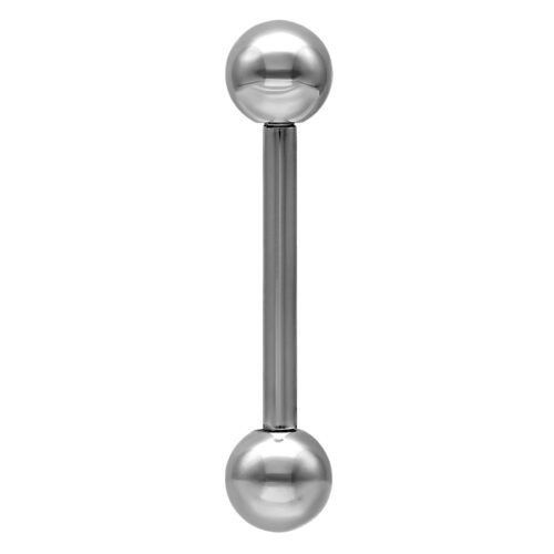 Silbernes Titan Barbell Piercing mit Außengewinde auf weißem Hintergrund