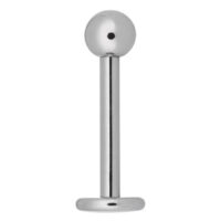 Silbernes Micro Labret aus Titan mit 1,2 mm Stärke und 3,0 mm Kugel auf weißem Hintergrund