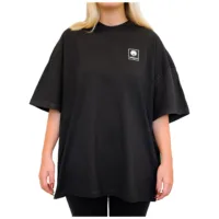 Oversized Mock Neck T-Shirt in Schwarz Schwarzes Oversized Mock Neck T-Shirt aus Baumwolle auf weißem Hintergrund
