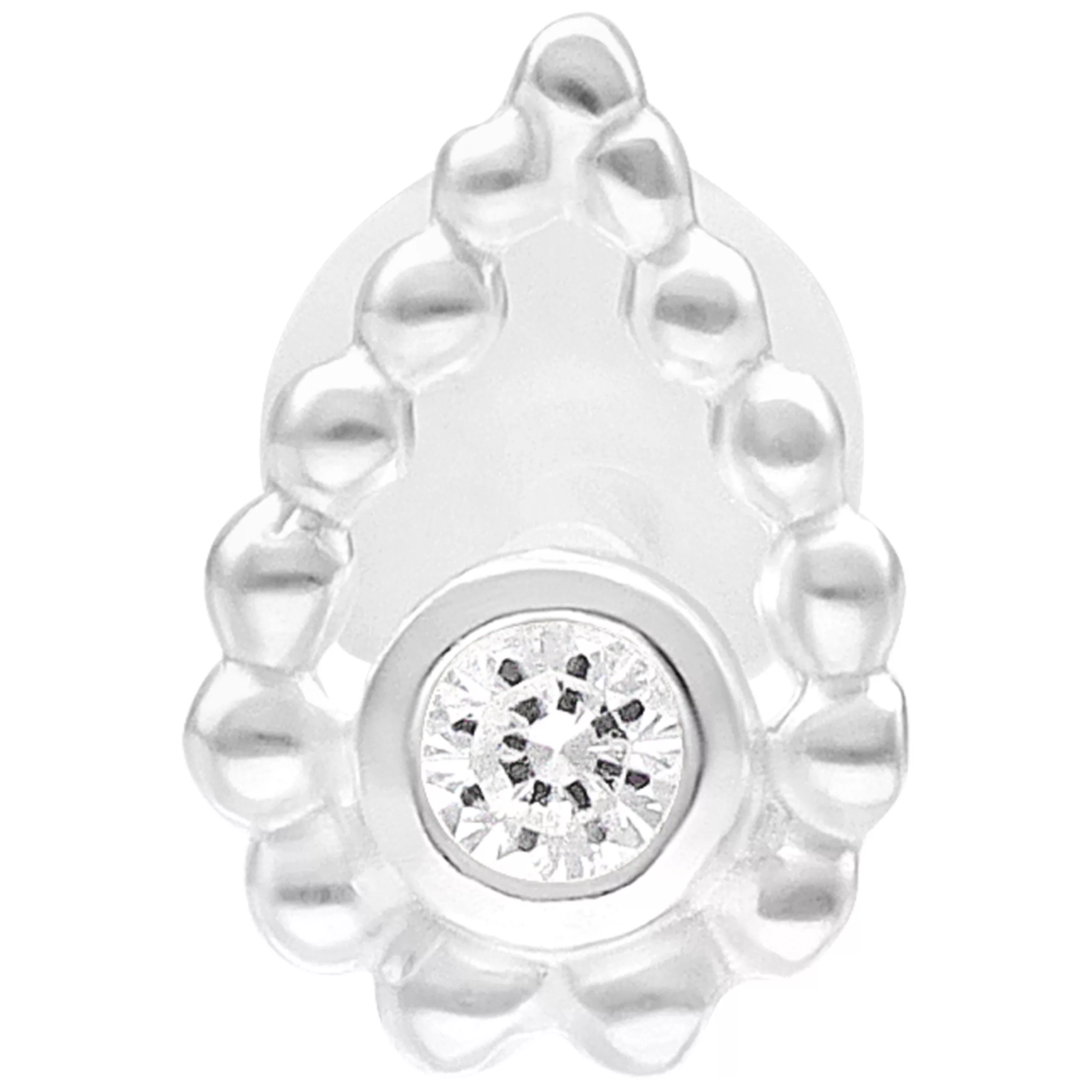 Silbernes Bead Drop Push Fit Labret mit 5 mm Länge auf weißem Hintergrund