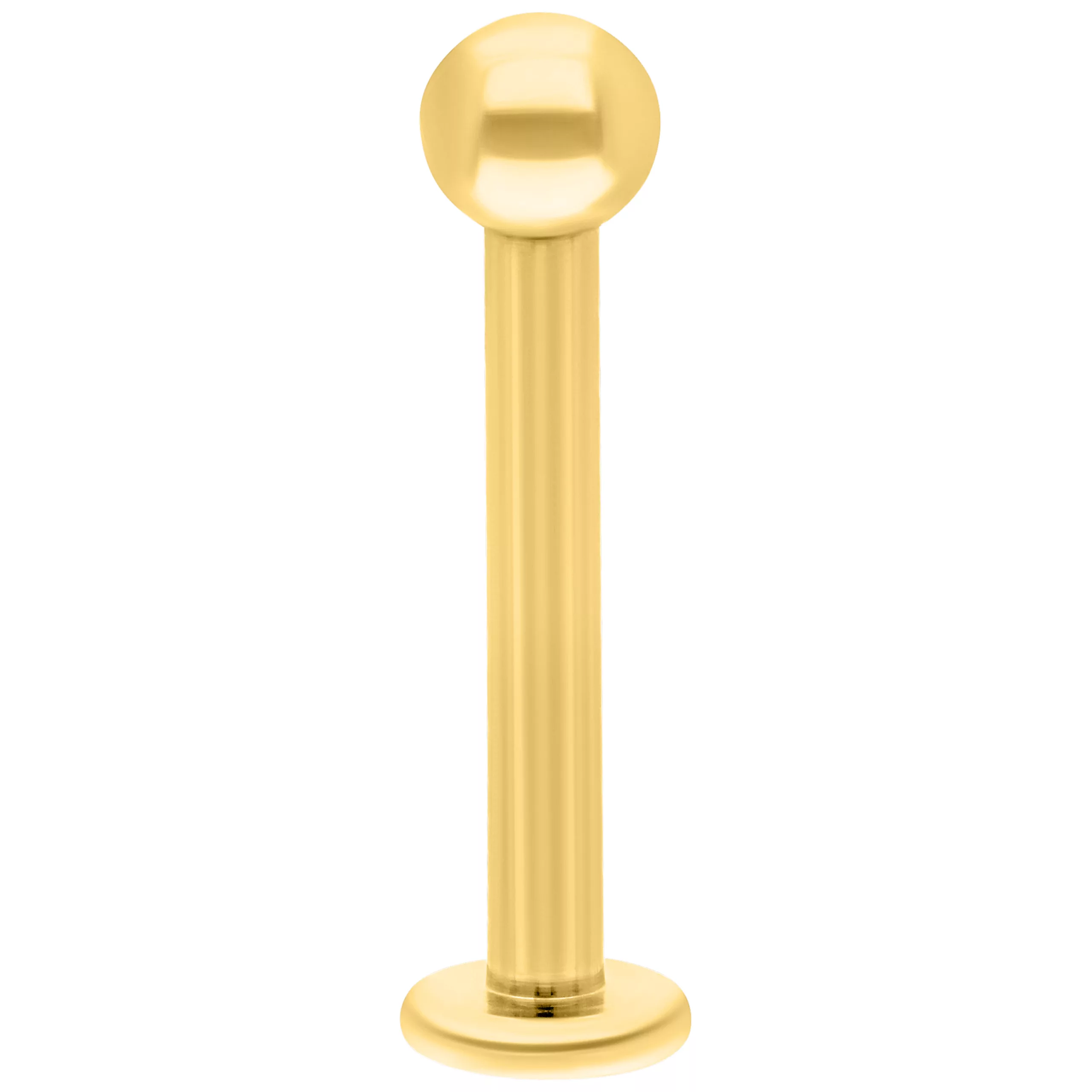 Goldenes Titan Labret mit Innengewinde auf weißem Hintergrund, 8mm Länge