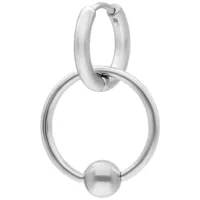 Silberne Little Ball Closure Hoops 16mm Silberne Ohrringe aus Chirurgenstahl, 16mm Durchmesser, auf weißem Hintergrund