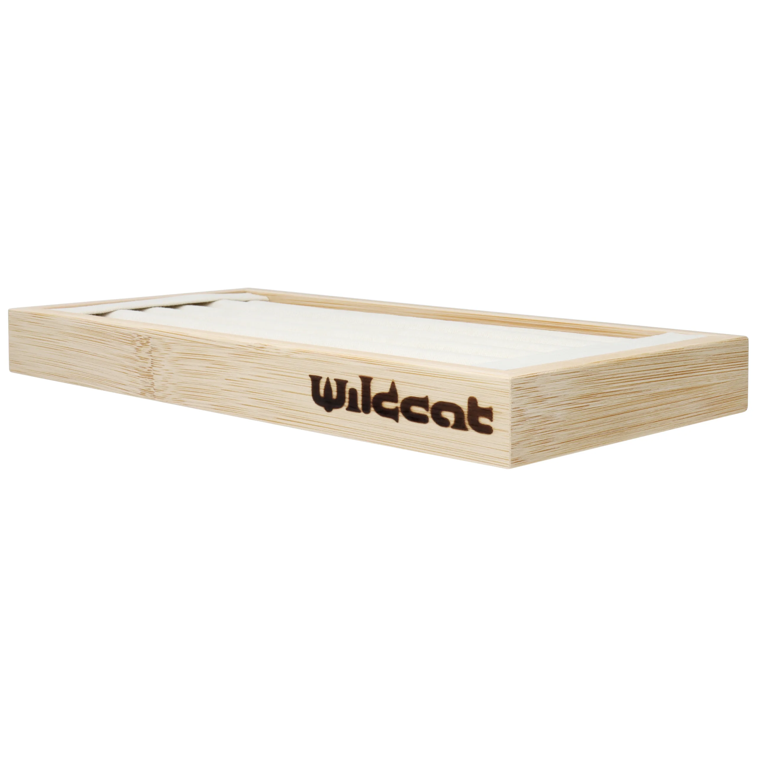 Schwarzer Ring Display von Wildcat Rechteckiger schwarzer Ring Display aus Holz mit Wildcat-Logo