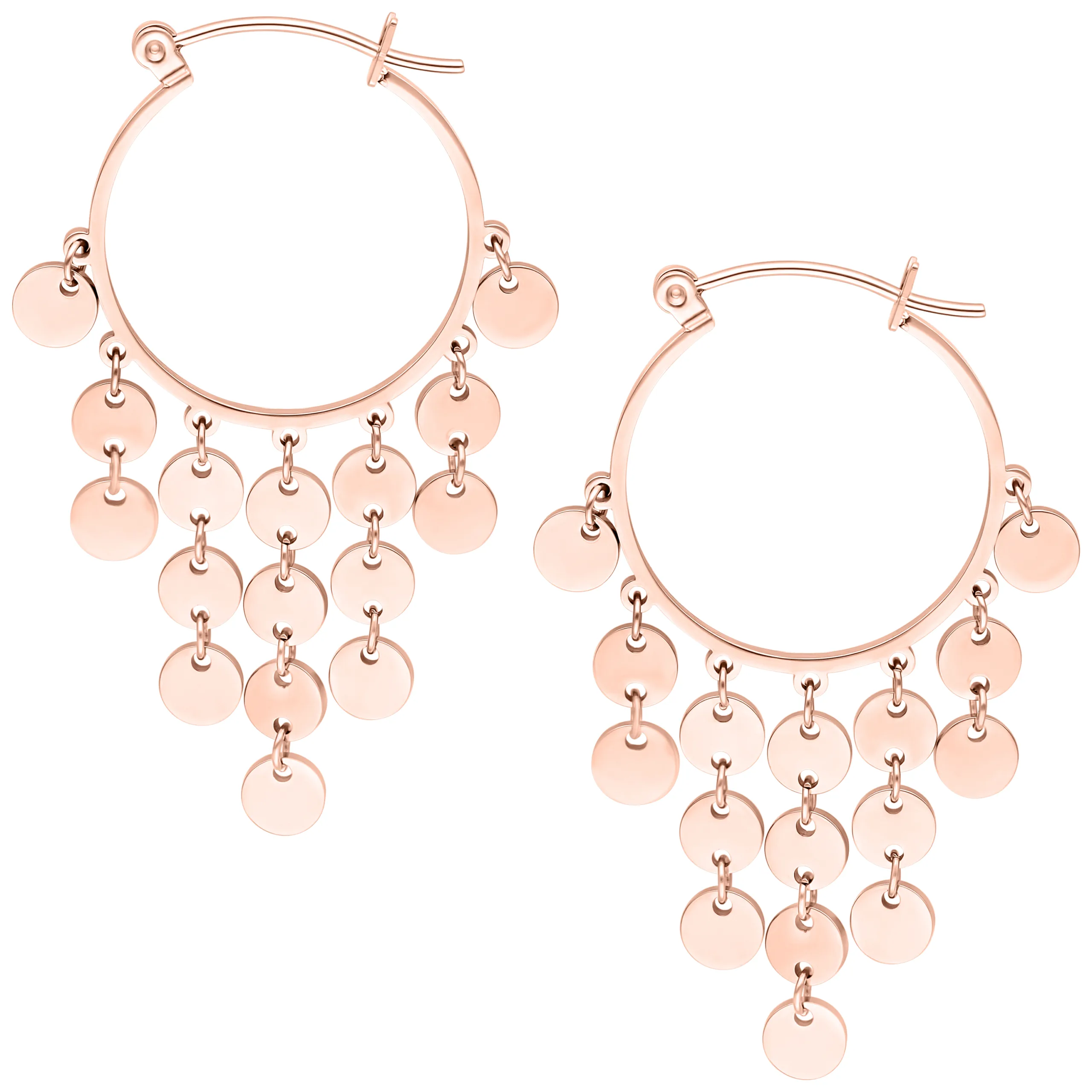 Dangling Plate Hoops - Rosegold
