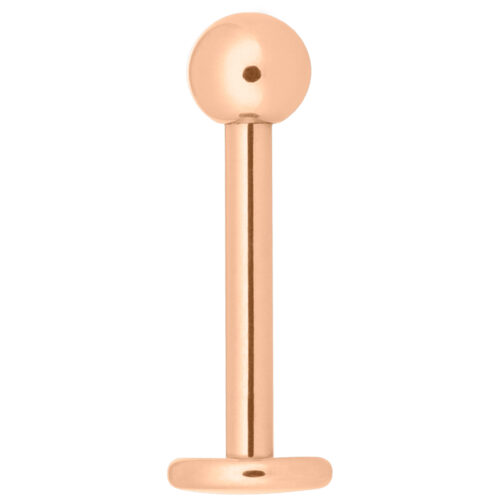 Roségoldenes Micro Labret mit Kugel auf weißem Hintergrund