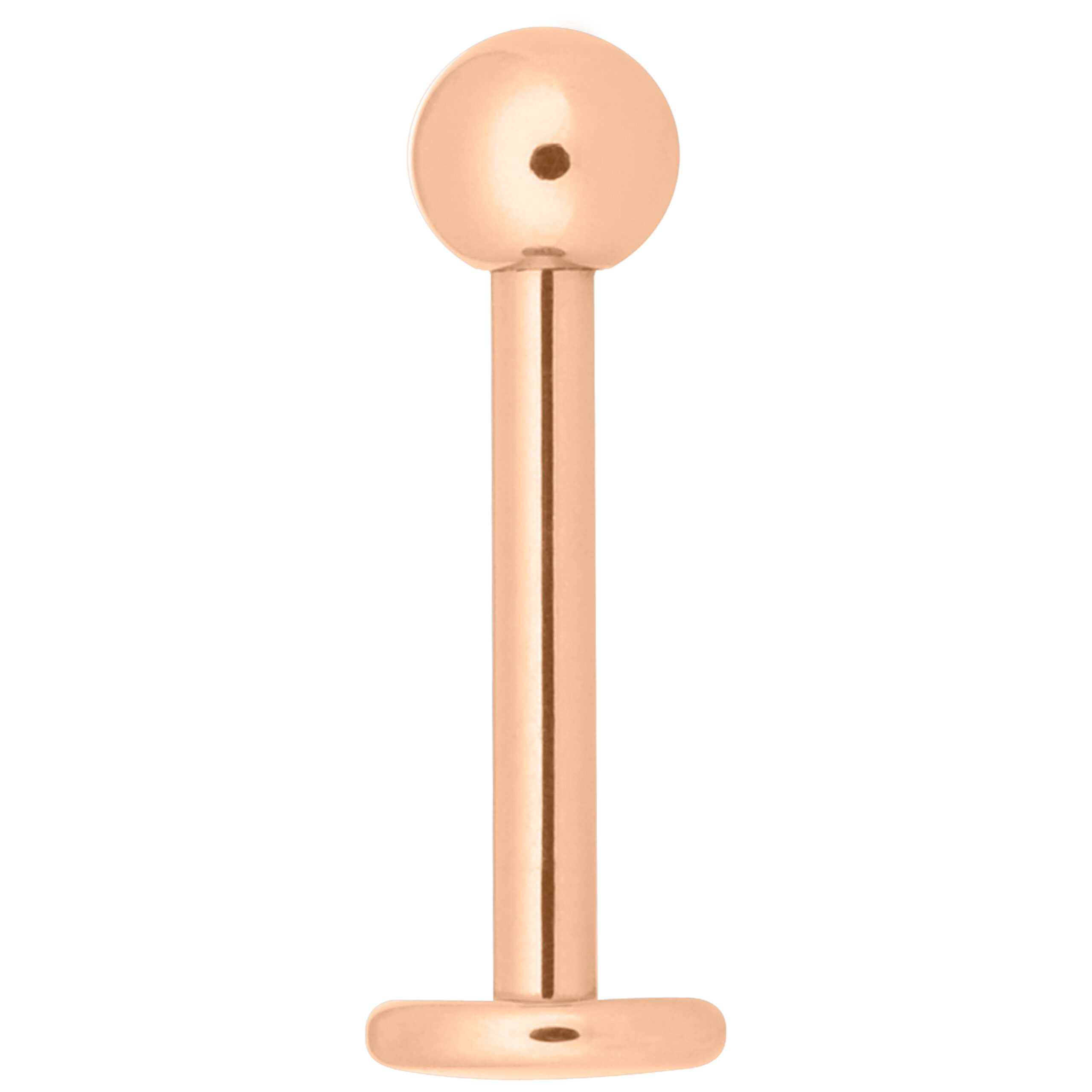 Roségoldenes Micro Labret mit Kugel auf weißem Hintergrund