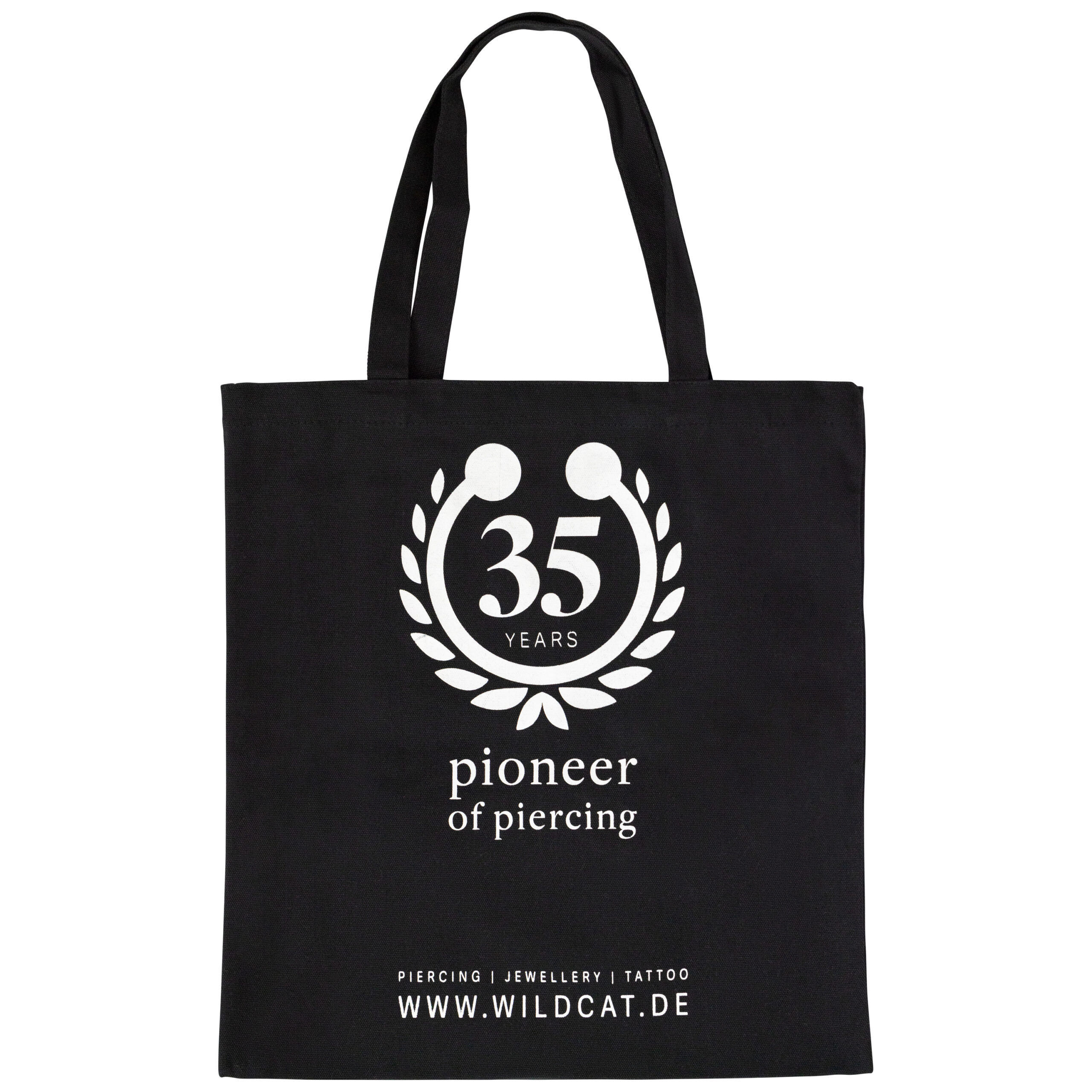 Schwarze Baumwolltasche mit Wildcat-Logo Schwarze Baumwolltasche mit Wildcat-Logo und Text auf weißem Hintergrund