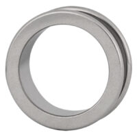 Silberner Flesh Tunnel aus Chirurgenstahl, 9,0 mm Größe, auf weißem Hintergrund
