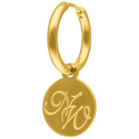 Goldene Nightwish Ohrringe mit Logo-Anhänger auf weißem Hintergrund