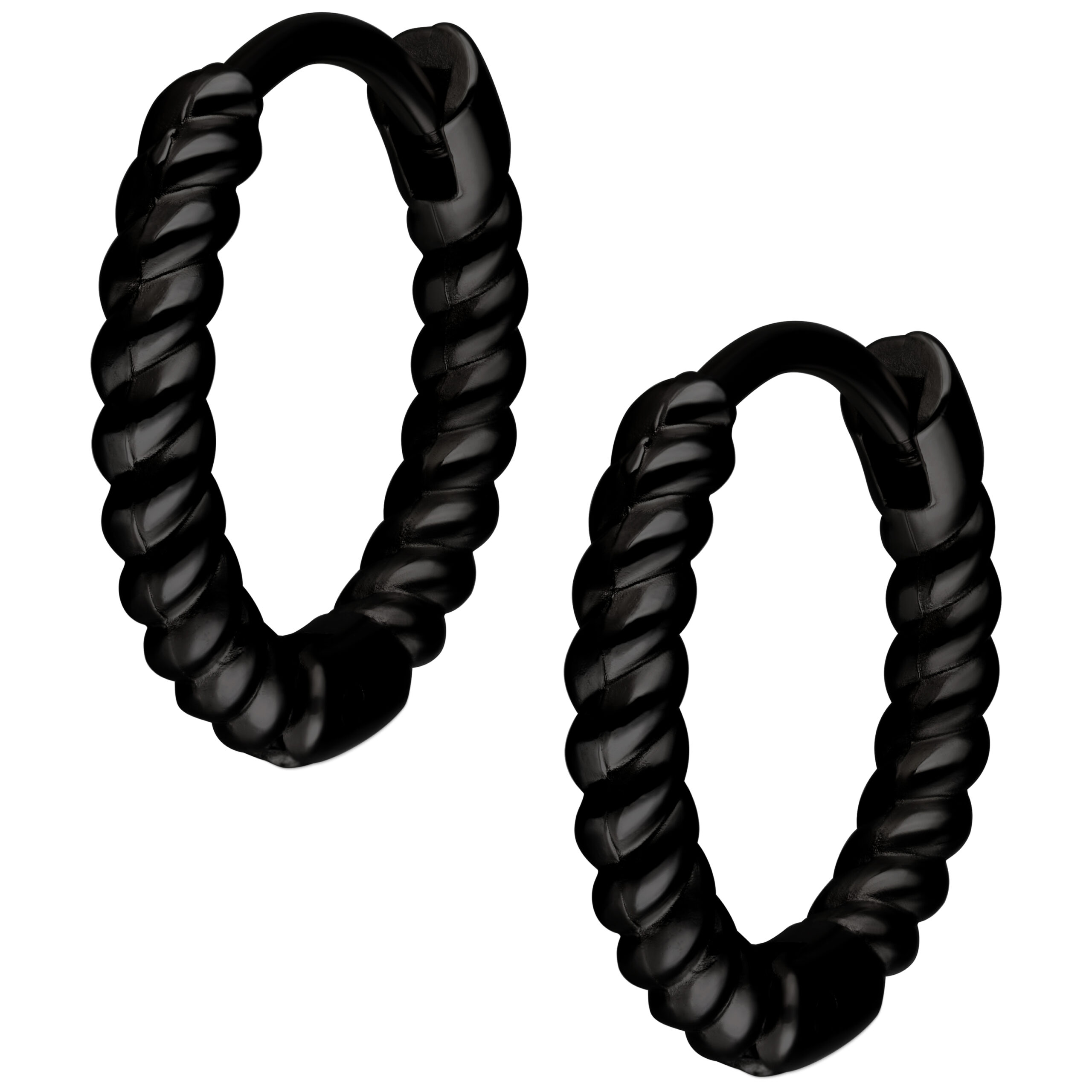 Twisted Little Hoops Pairs 10 mm - Black Metal