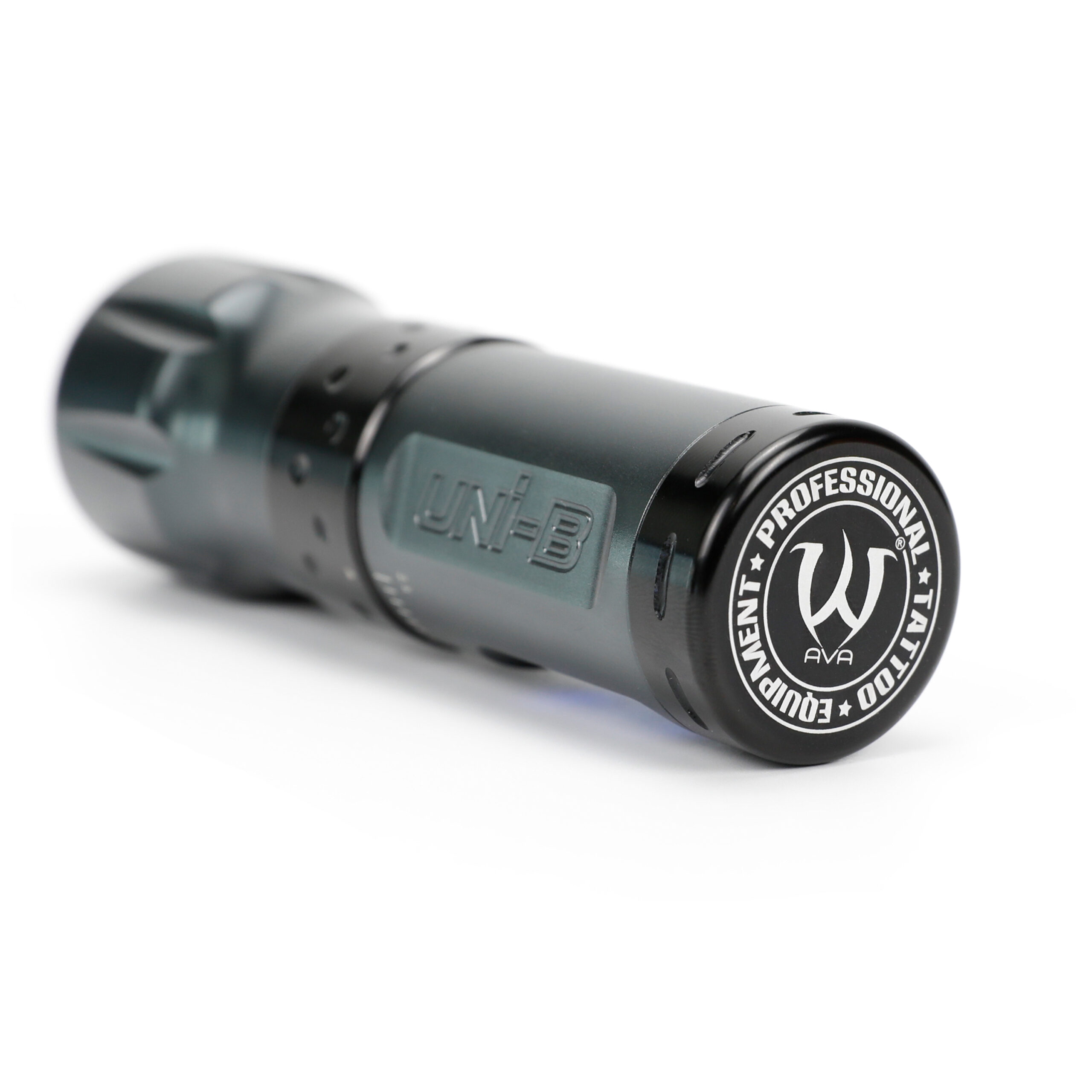 Ava Wireless Pen Machine Grau 38 mm Griff Graue kabellose Tätowiermaschine mit 38 mm Griff auf weißem Hintergrund