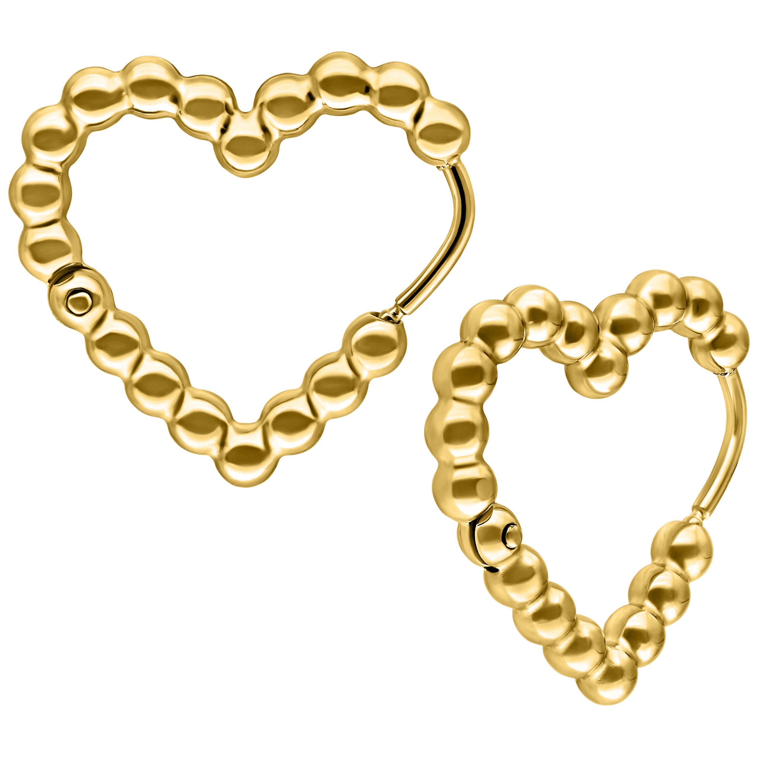 Heart Bubble Hoops - Golden Metal