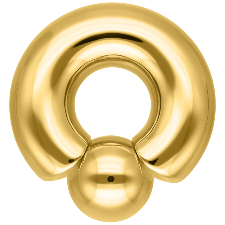 Goldener Monster Screw In Ring mit 12 mm Stärke und 19 mm Innendurchmesser auf weißem Hintergrund