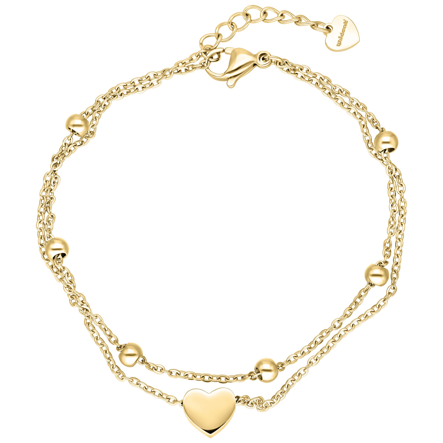 Little Heart Bracelet Double Row - Golden Metal