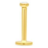 Goldenes 18K Labret mit klarem Kristall auf weißem Hintergrund