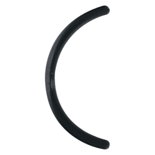 Schwarzer gebogener Bioplast Piercingstab, 1,6 mm dick, 30 mm lang auf weißem Hintergrund