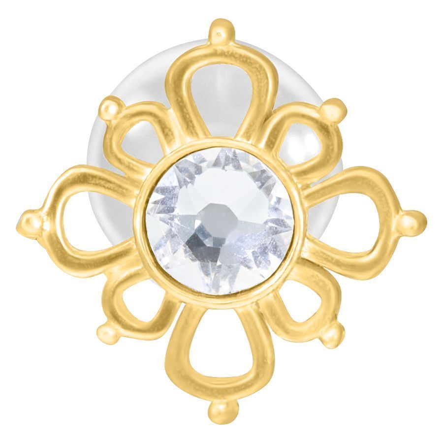 Goldener Labret mit Kristall im orientalischen Design auf weißem Hintergrund