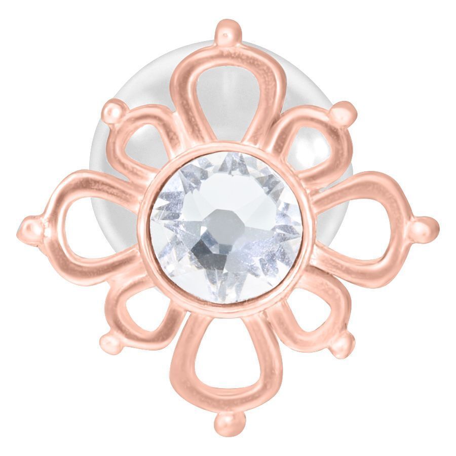 Roségoldenes Push-Fit Labret mit kristallklarem Stein auf weißem Hintergrund