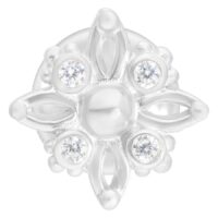 Silberfarbenes Polar Star Push-Fit Labret Silbernes Labret mit kristallklaren Steinen auf weißem Hintergrund