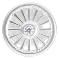 Suncircle Push-Fit Labret Silber mit Kristall Silbernes Suncircle Push-Fit Labret mit rundem Kristall auf weißem Hintergrund