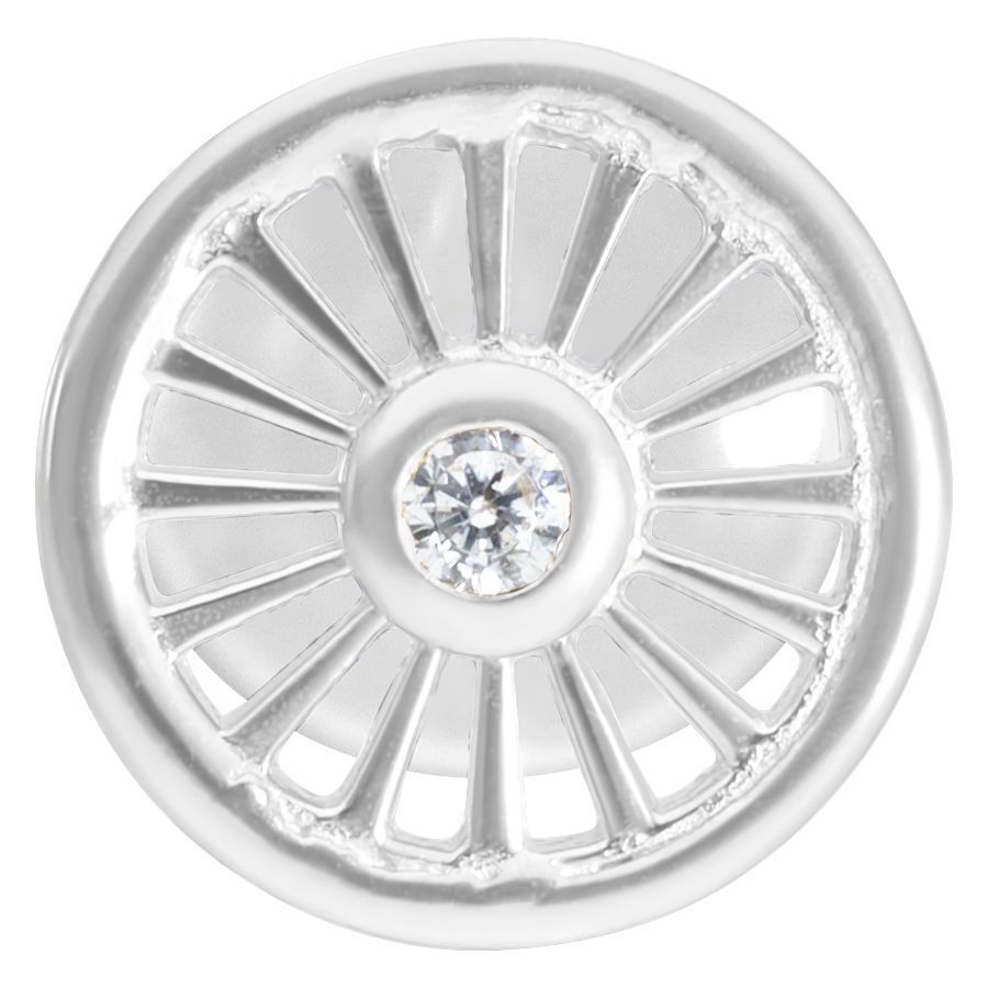 Suncircle Push-Fit Labret Silber mit Kristall Silbernes Suncircle Push-Fit Labret mit rundem Kristall auf weißem Hintergrund